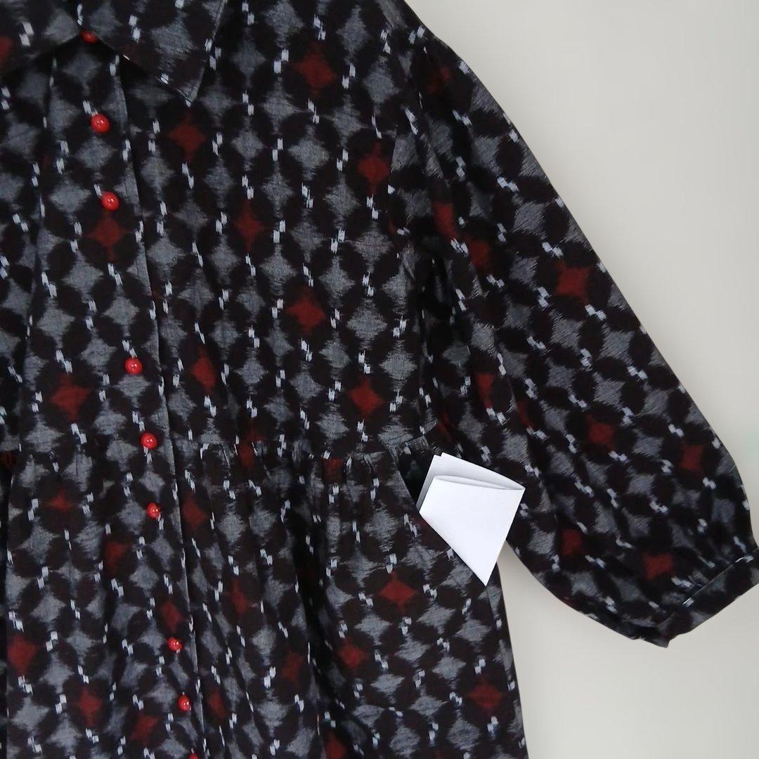 久留米絣ロングワンピース(衿外しできる)(コート兼用)