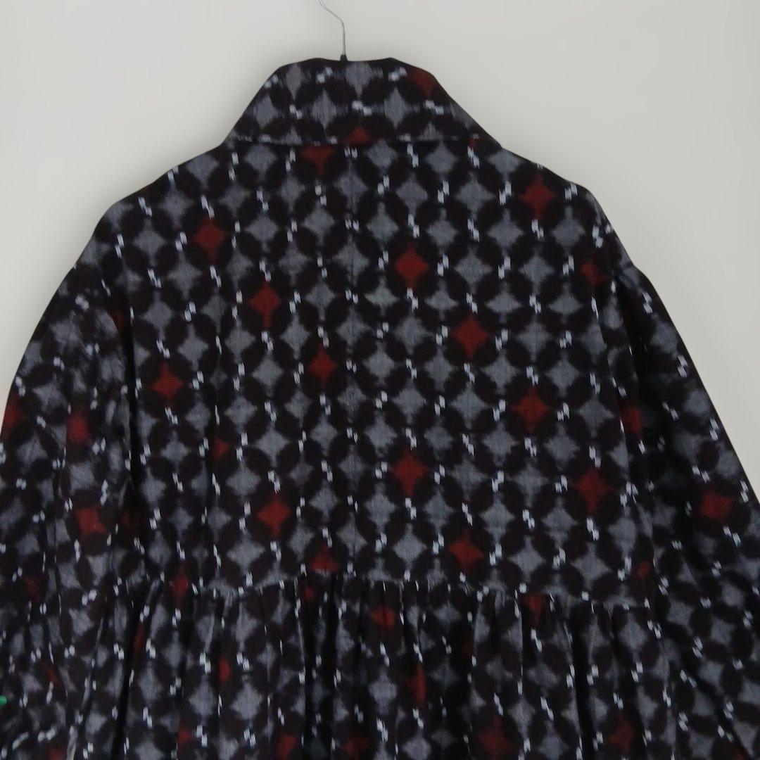 久留米絣ロングワンピース(衿外しできる)(コート兼用)