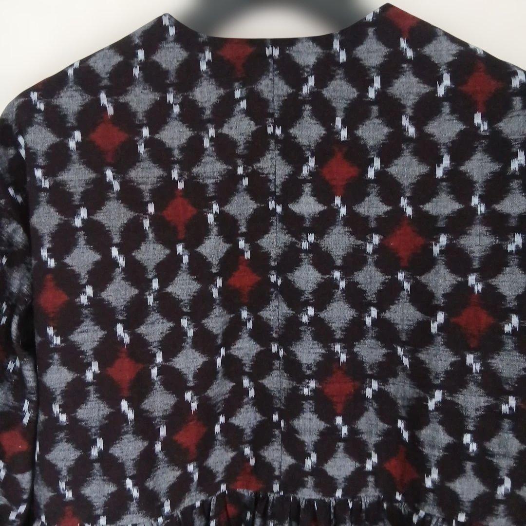 久留米絣ロングワンピース(衿外しできる)(コート兼用)