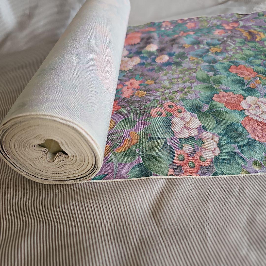 【正絹着尺反物】★花柄模様★薄紫地★正絹