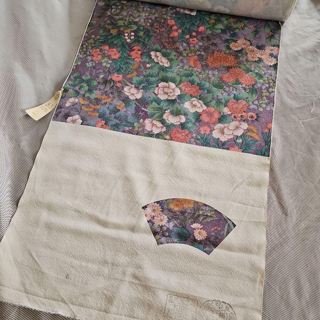 【正絹着尺反物】★花柄模様★薄紫地★正絹