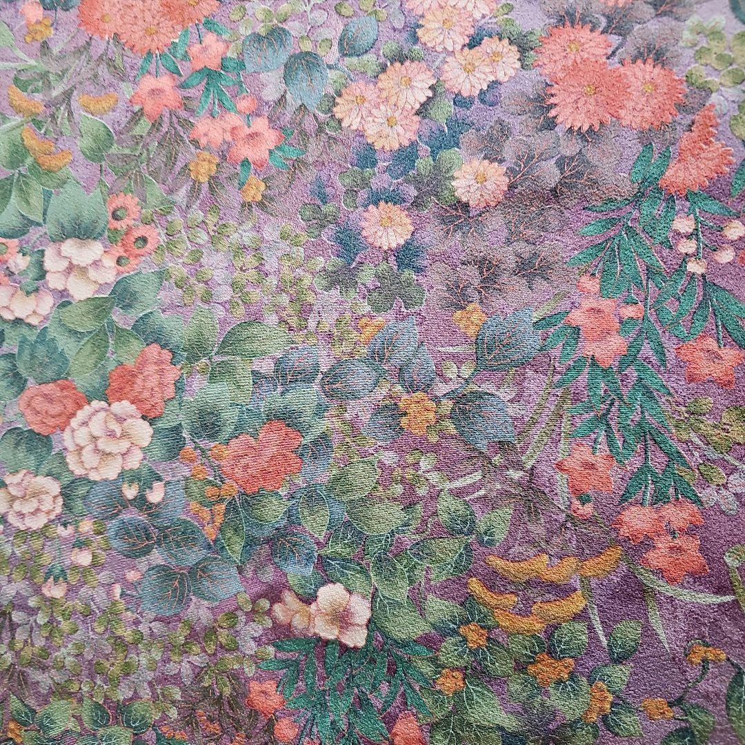 【正絹着尺反物】★花柄模様★薄紫地★正絹