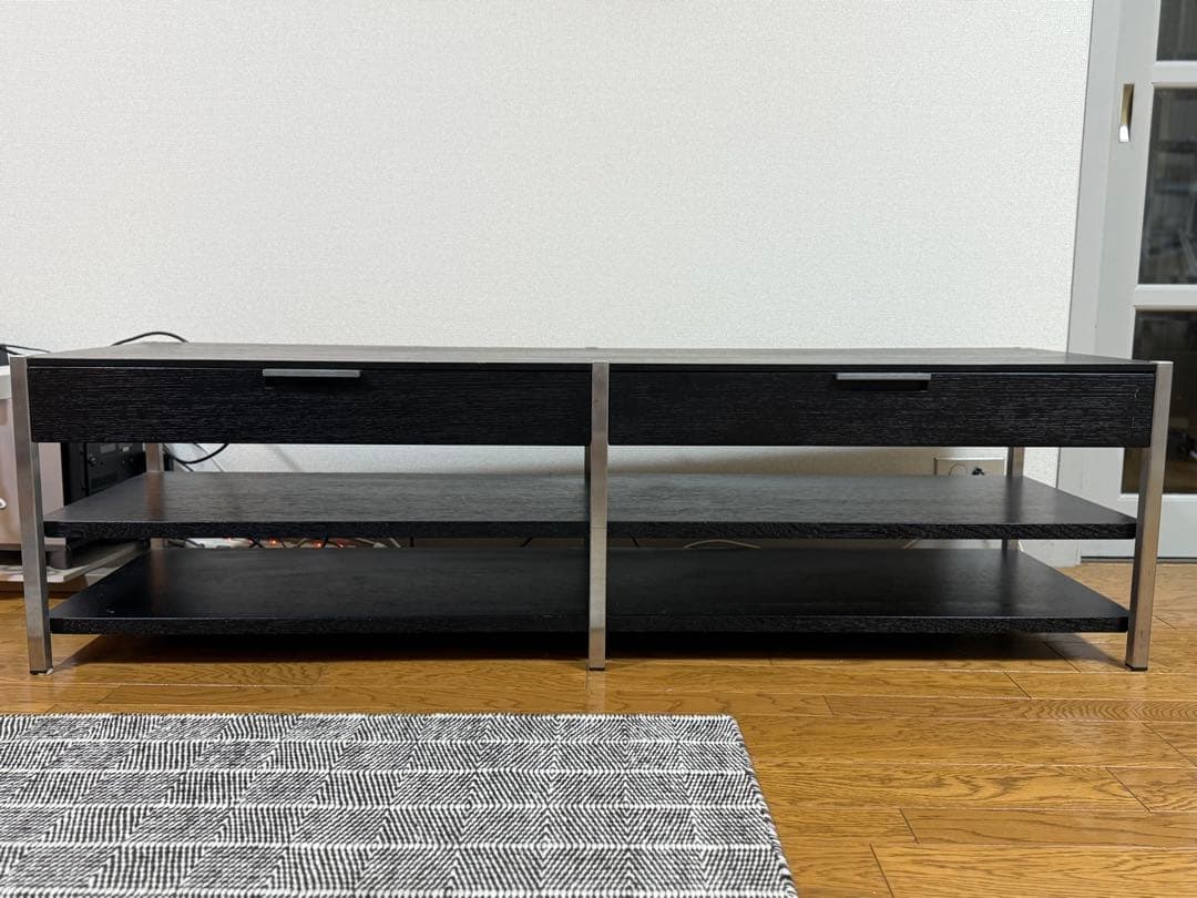 ACTUS モダン黒テレビ台 引き出し付き