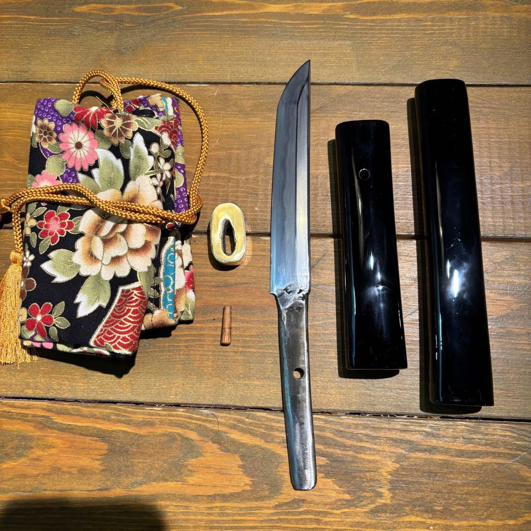 日本刀残欠クラフトナイフNo.62 最上大業物 長曽祢虎徹興里 切先 黒鞘