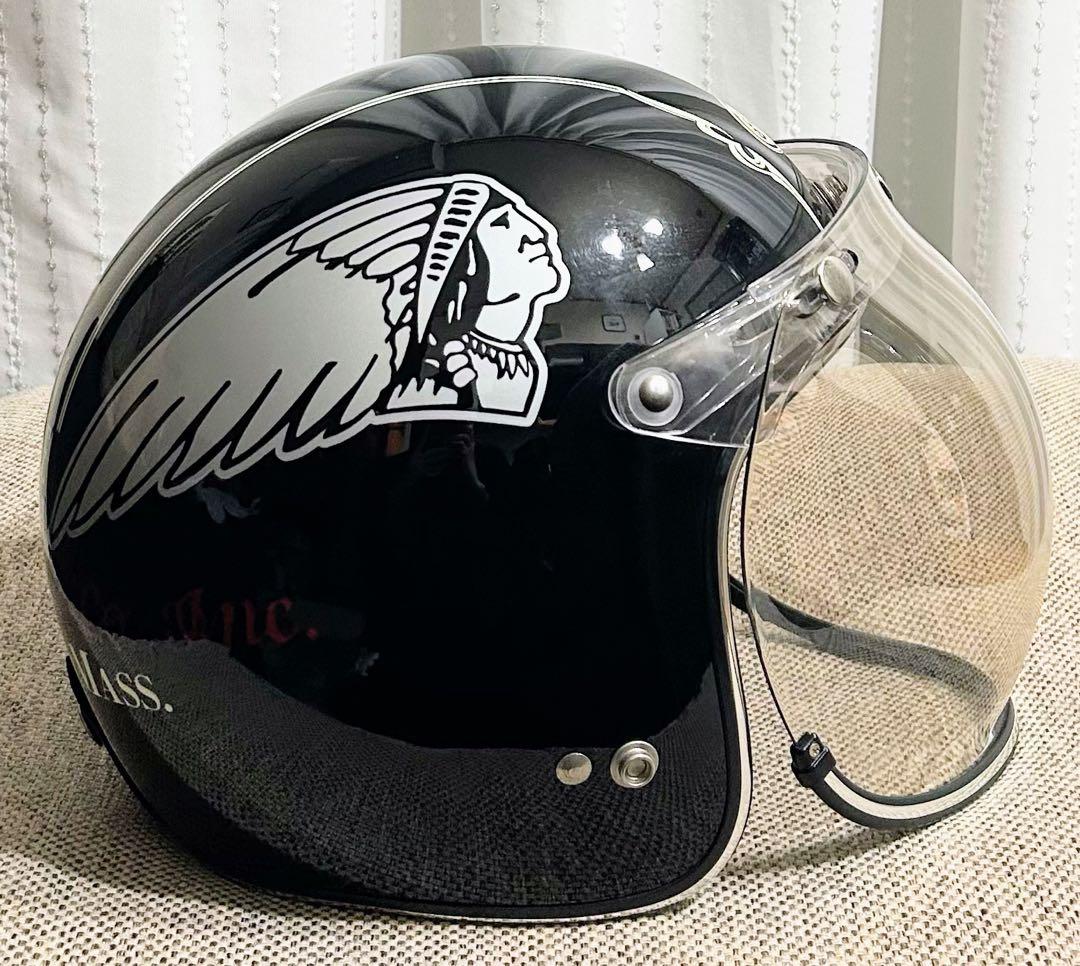 インディアン ジェットヘルメット 開閉式バブルシールド付き ブラック バイク