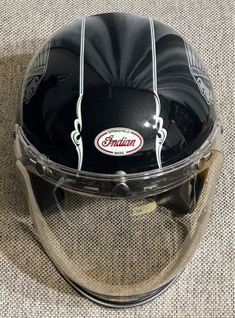 インディアン ジェットヘルメット 開閉式バブルシールド付き ブラック バイク
