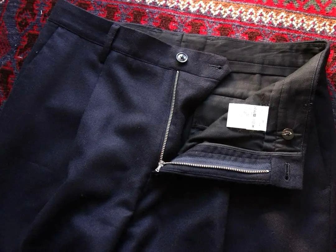 TOMORROWLAND ウールフランネル スラックス ネイビー50 L 日本製