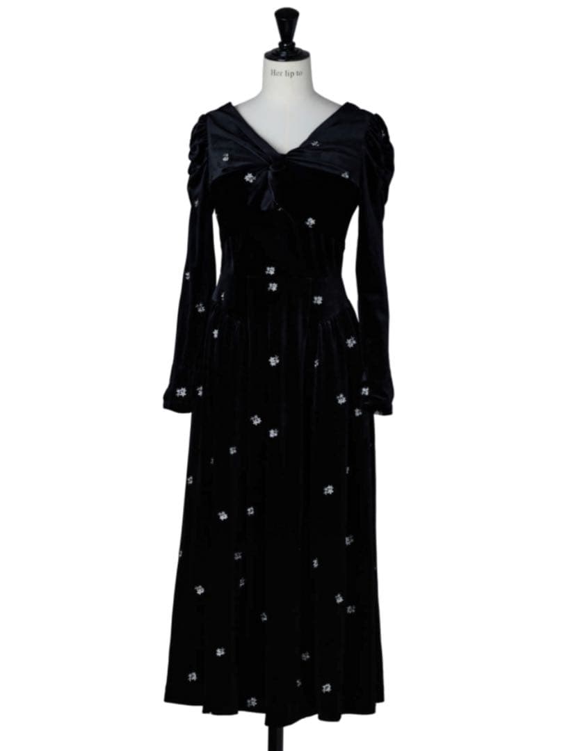 ワンピース herlipto Belmont Floral Velour Dress S