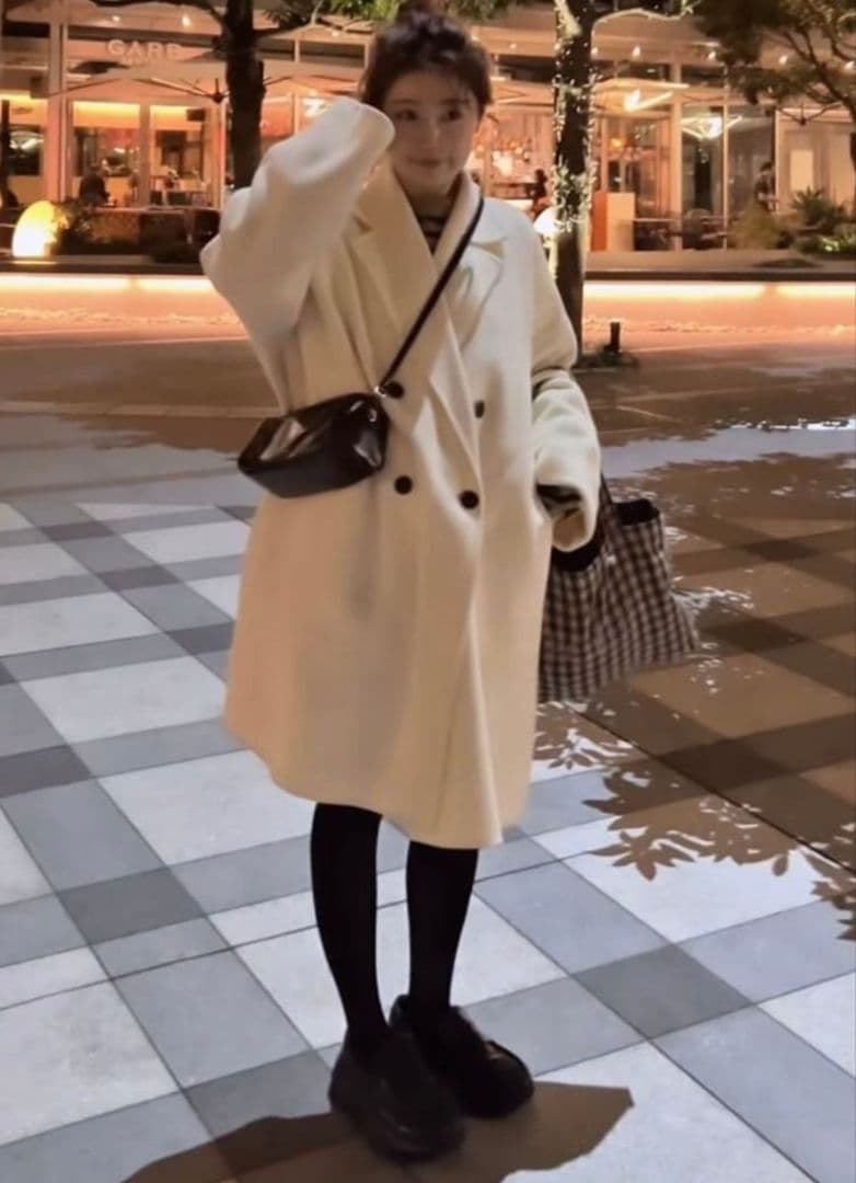 ✨完売品✨MilaOwen ワイドシルエットダブルブレストコート アイボリー