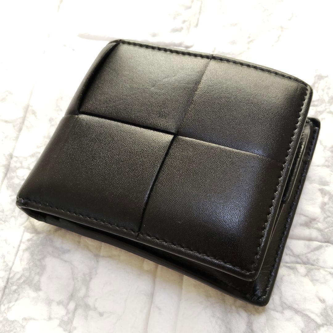 ボッテガヴェネタ カセット 二つ折り 財布 レザー 黒 伊製