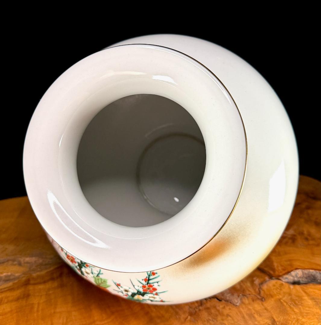 美品！　九谷焼　陶勝造　金彩色絵花鳥図　花瓶　高さ26cm