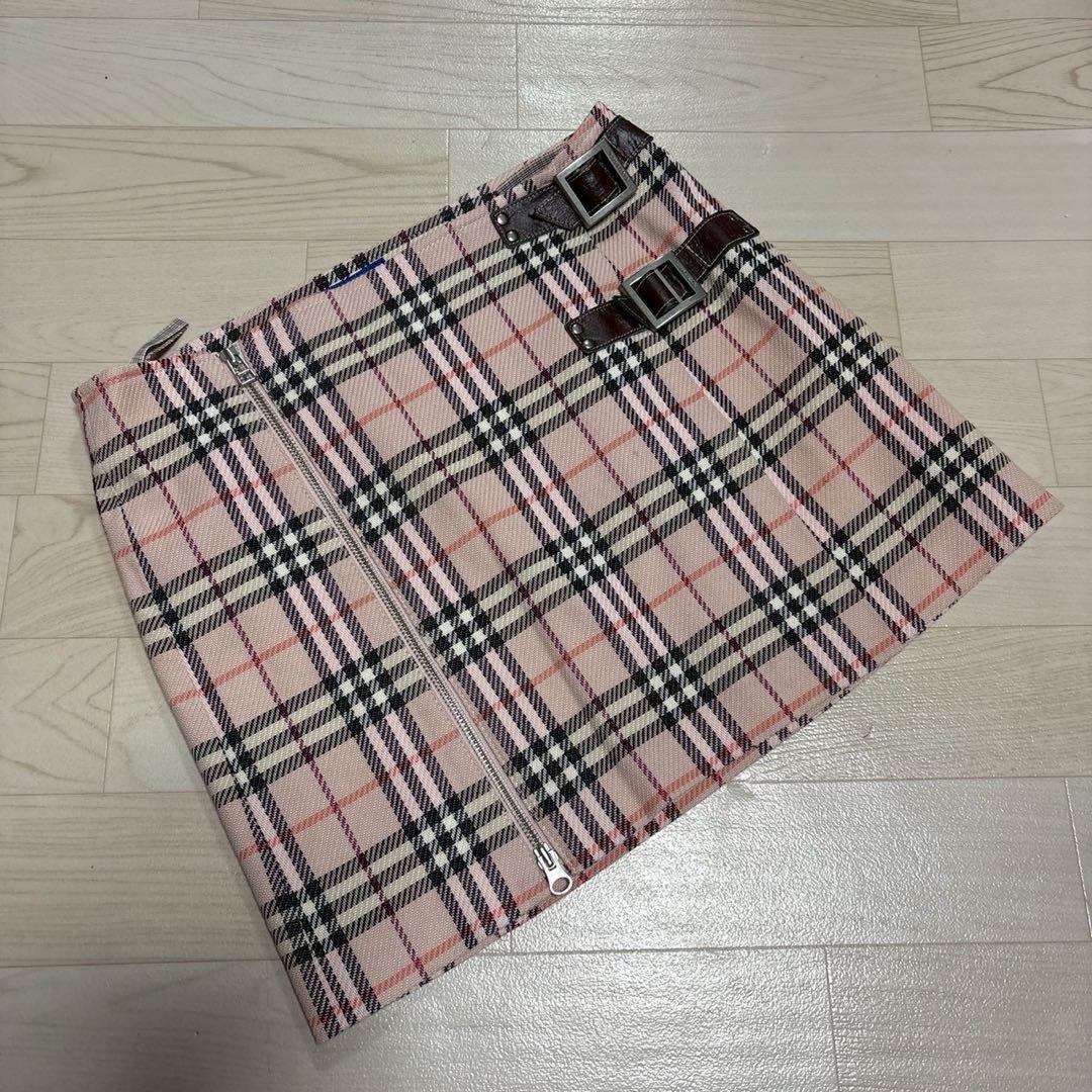 バーバリー　ブルーレーベル　ノバチェック　ピンク　ミニスカート　タイトスカート