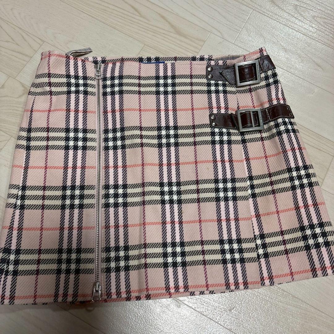 バーバリー　ブルーレーベル　ノバチェック　ピンク　ミニスカート　タイトスカート