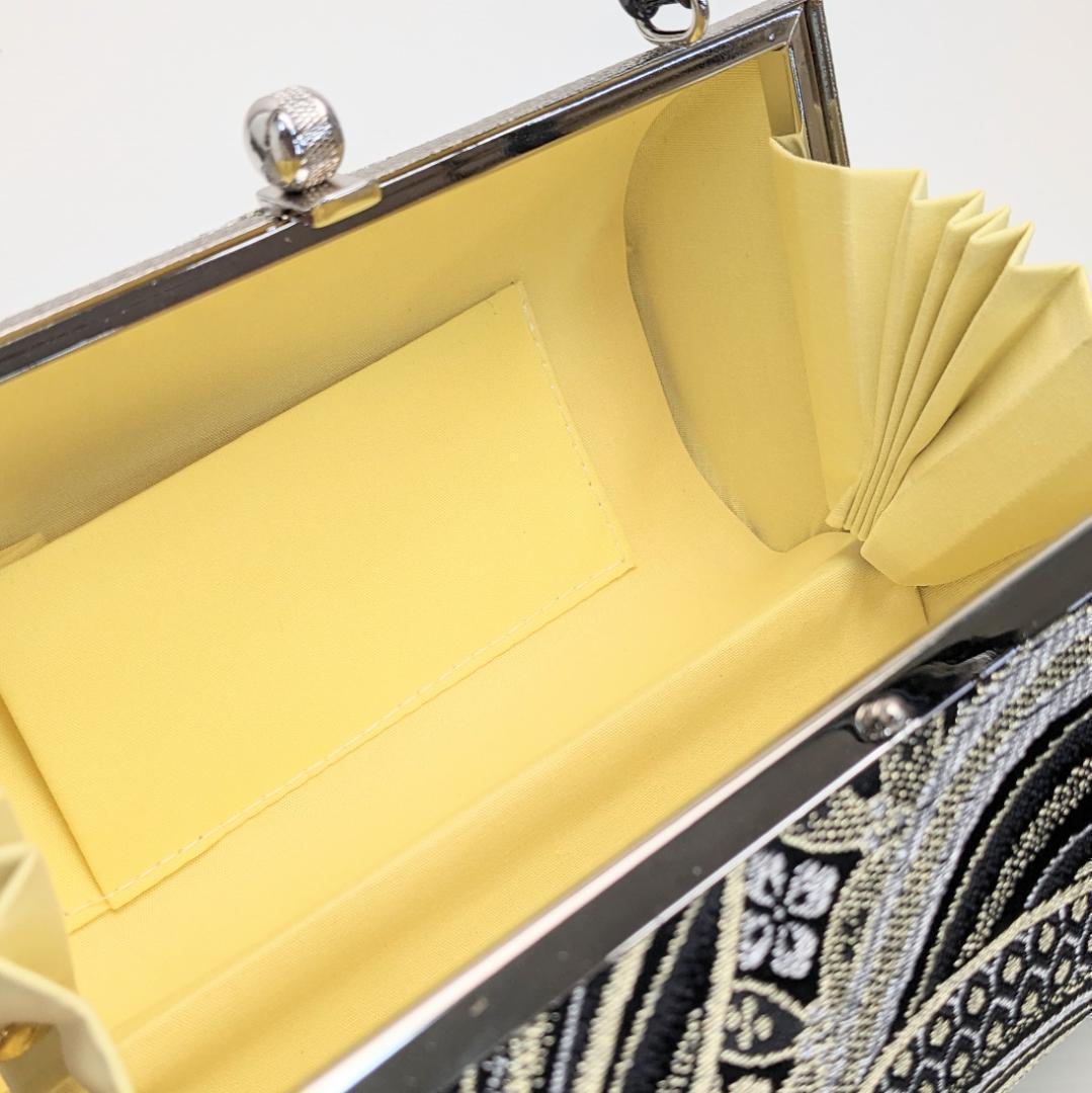 和装 草履バッグセット 帯地 波 黒×金 3枚芯 フリーサイズ k16-8