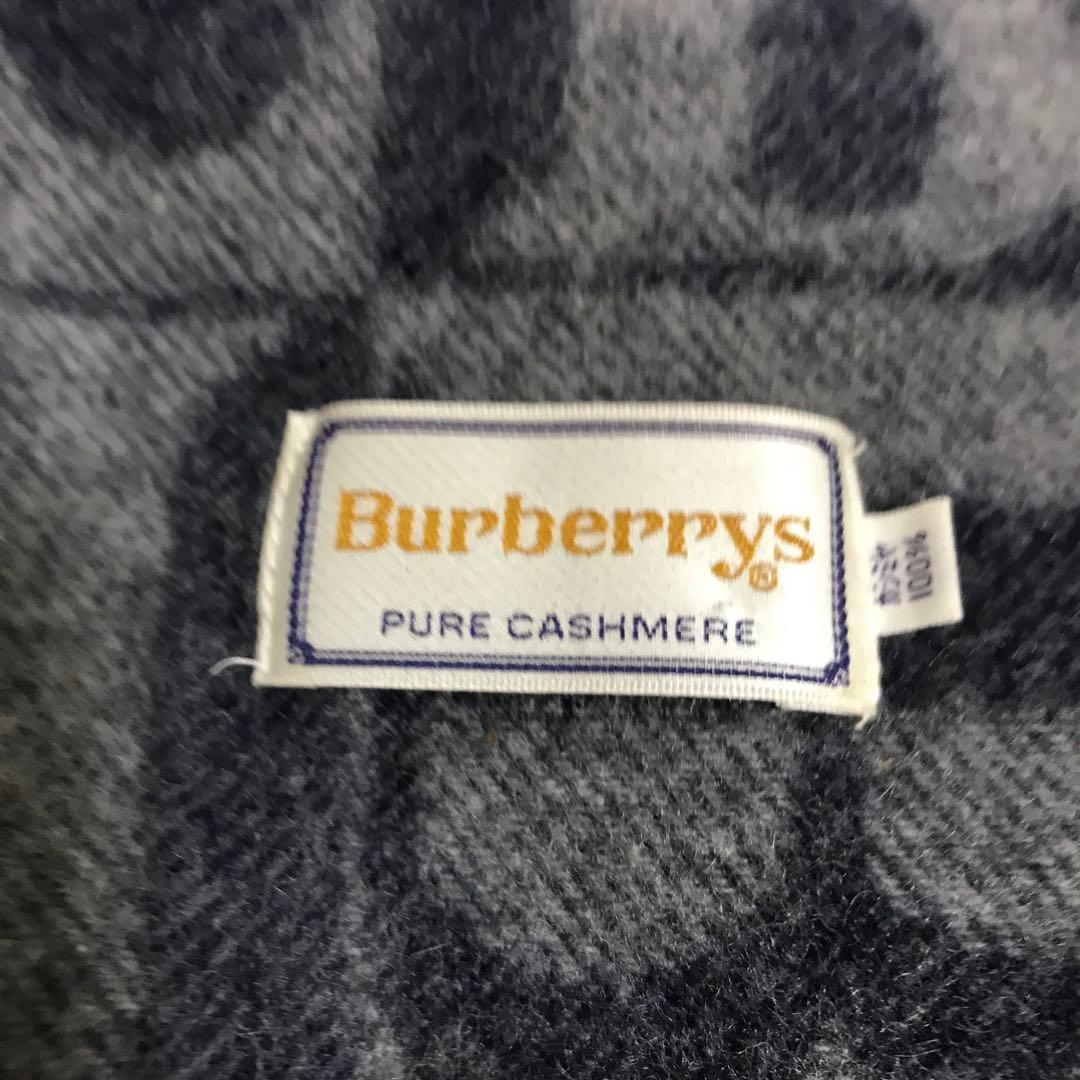 超希少 Burberrys Bロゴ カシミヤ100%マフラー ブルーグレー