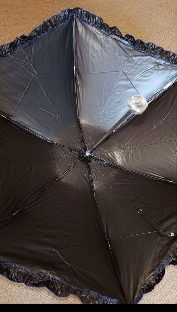 １、フワクール　晴雨兼用日傘　黒、ネイビー、フリル　ムーンバット