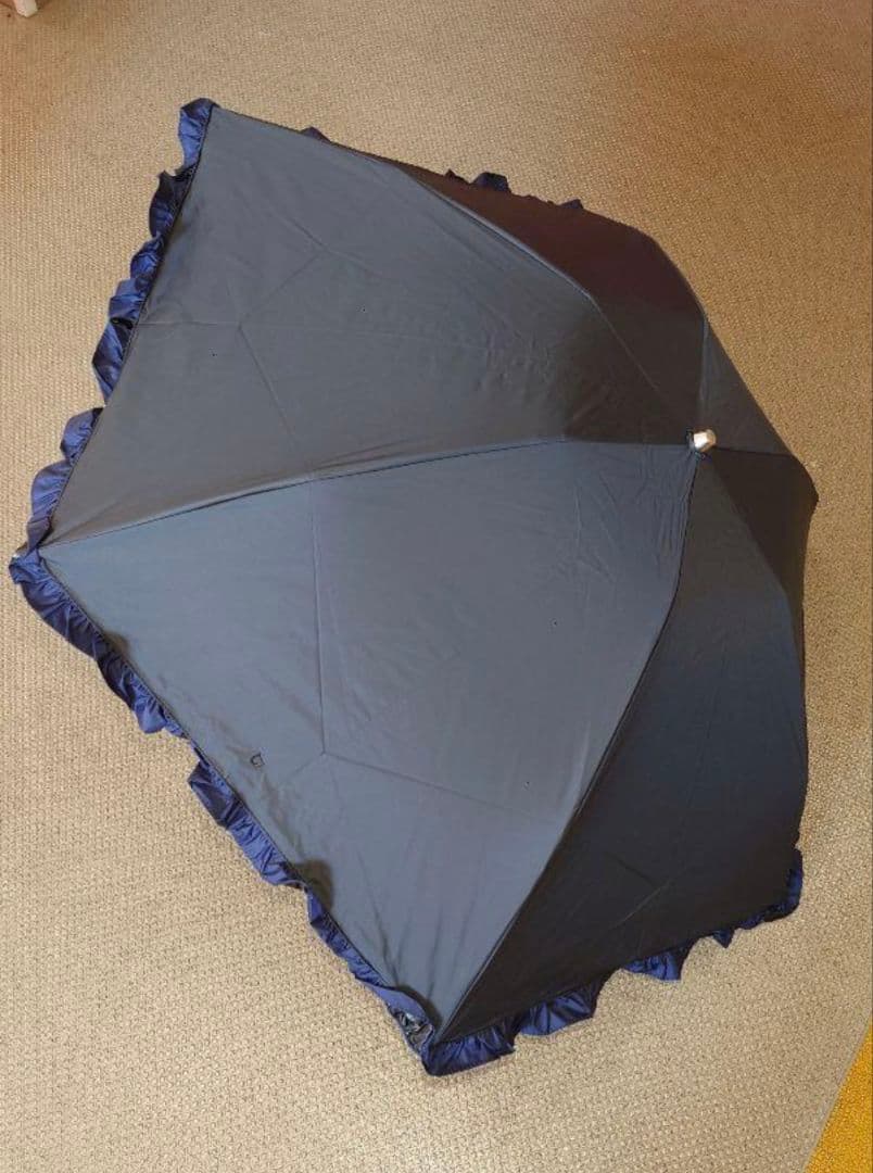 １、フワクール　晴雨兼用日傘　黒、ネイビー、フリル　ムーンバット