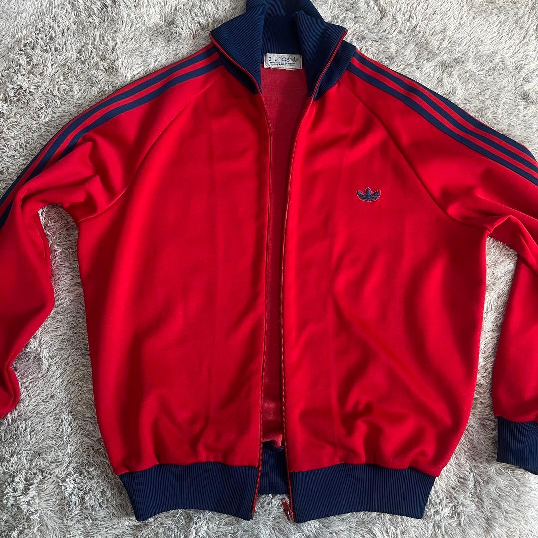 5号 adidas デサント トラックジャケット 70s 80s 赤紺 古着