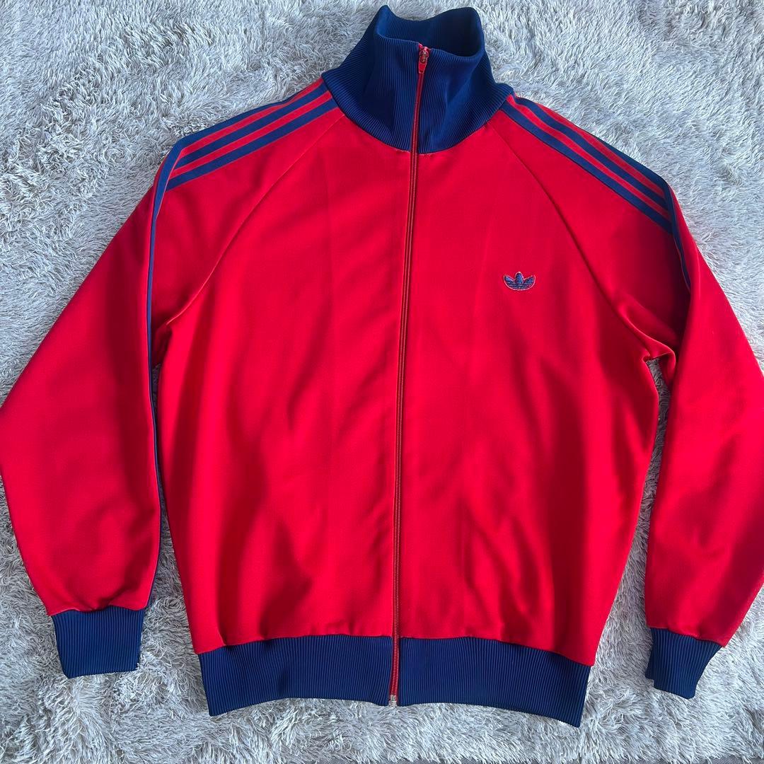 5号 adidas デサント トラックジャケット 70s 80s 赤紺 古着
