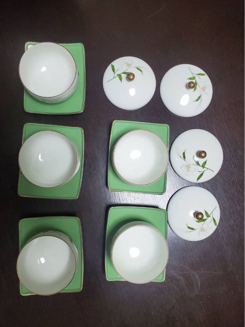 深川製磁　君島一郎デザイン蓋付き湯呑み　茶碗銘々皿　各5点セット