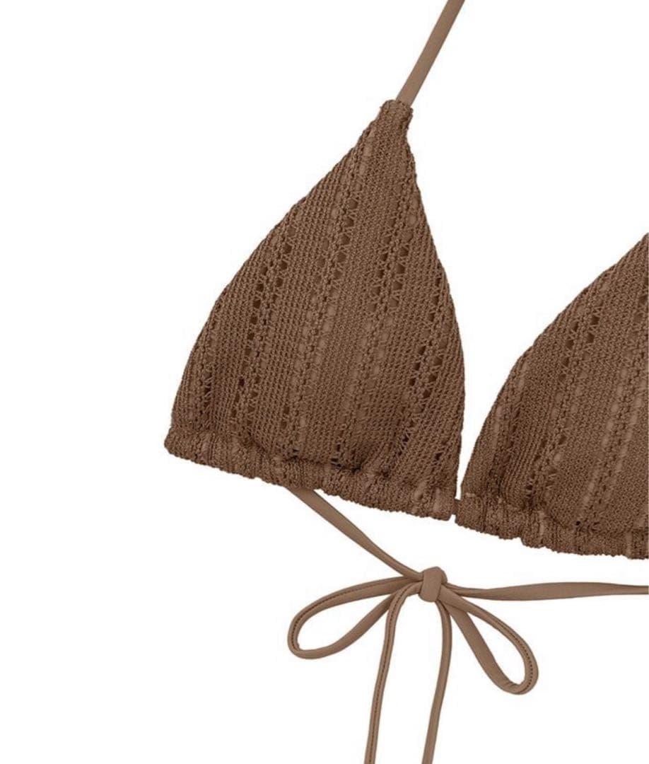 AIRSPACE ナチュラル美胸かぎ編みビキニ　3点セット　ココアブラウン