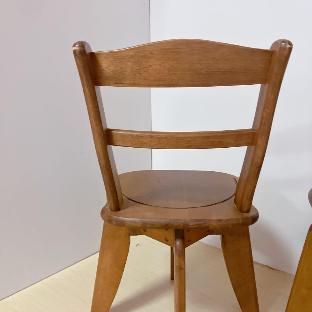 木製　回転式　ダイニングチェア　2脚セット　木製椅子　北欧　アームレスチェア