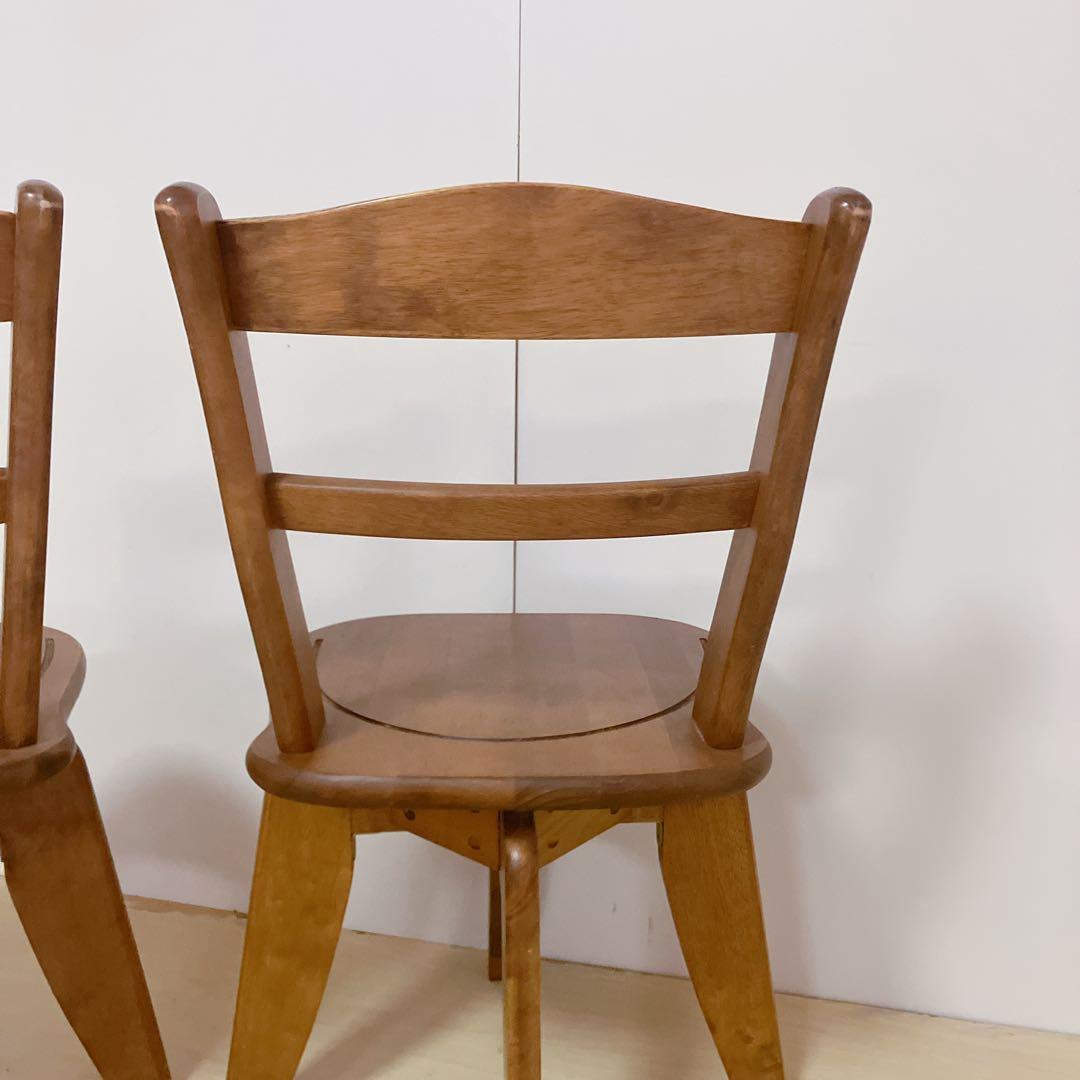 木製　回転式　ダイニングチェア　2脚セット　木製椅子　北欧　アームレスチェア