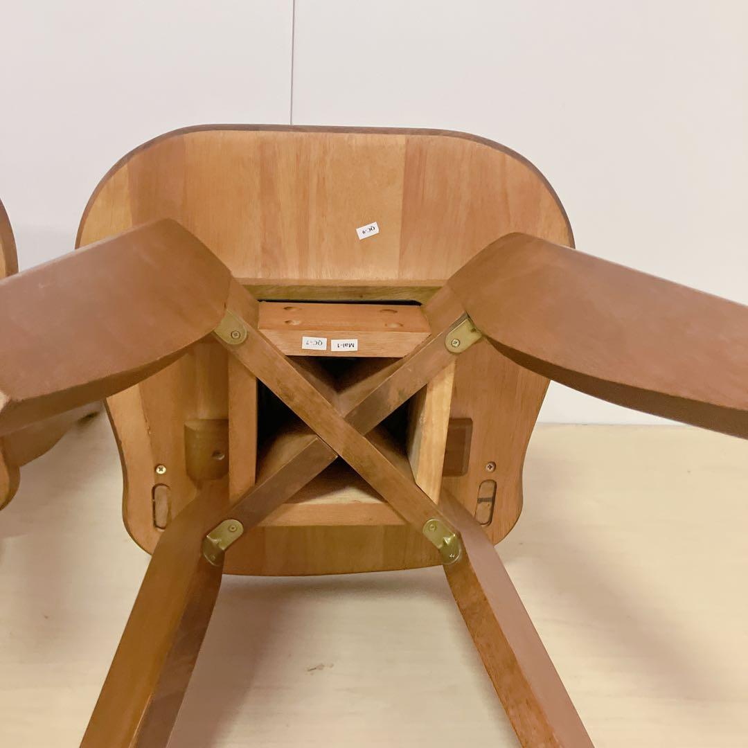 木製　回転式　ダイニングチェア　2脚セット　木製椅子　北欧　アームレスチェア