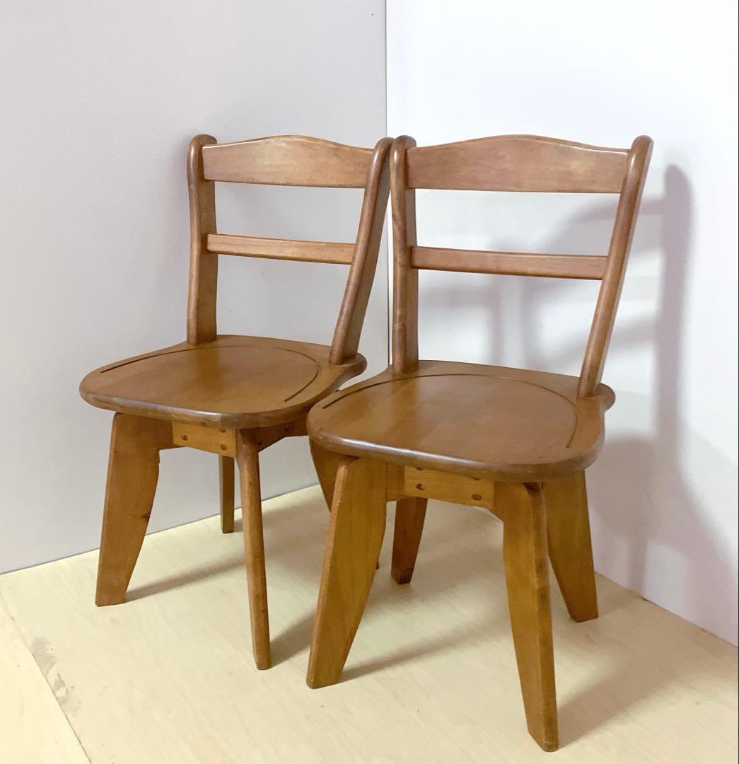 木製　回転式　ダイニングチェア　2脚セット　木製椅子　北欧　アームレスチェア