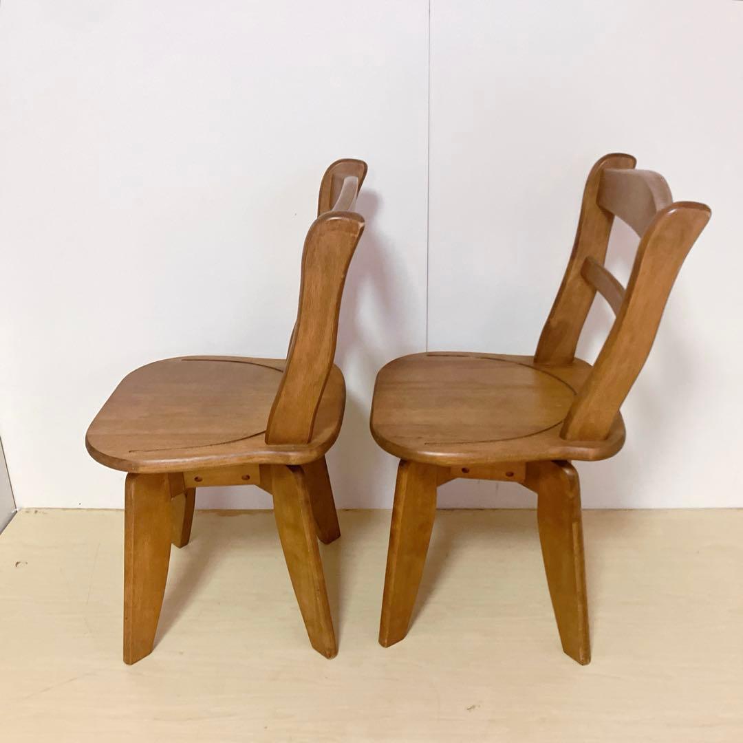 木製　回転式　ダイニングチェア　2脚セット　木製椅子　北欧　アームレスチェア