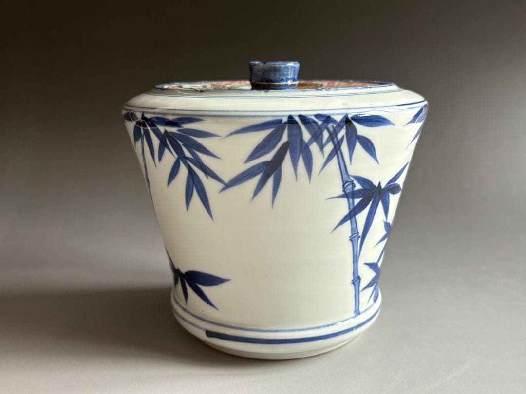 松谷造　染付竹　水指　茶道具