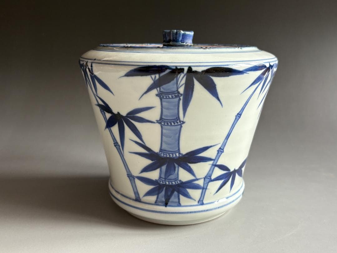 松谷造　染付竹　水指　茶道具