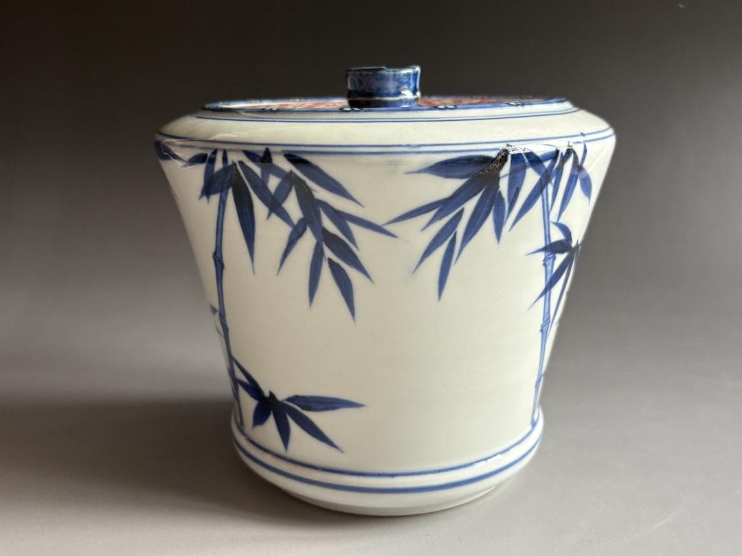 松谷造　染付竹　水指　茶道具