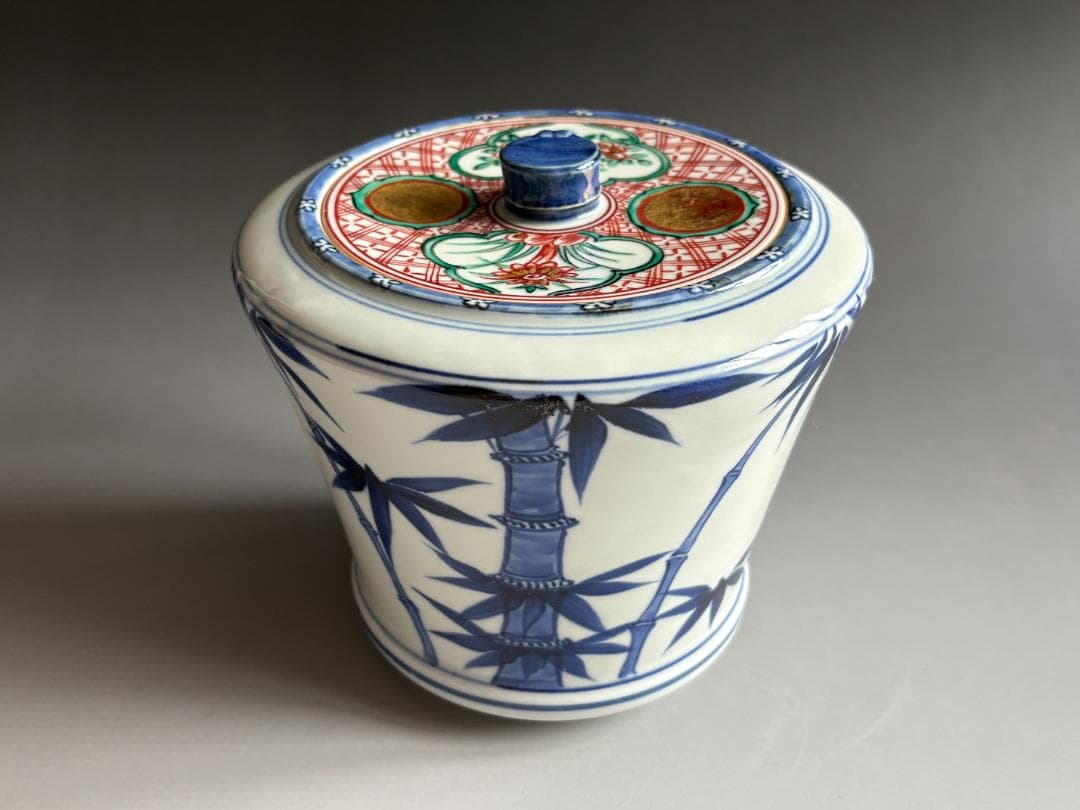 松谷造　染付竹　水指　茶道具