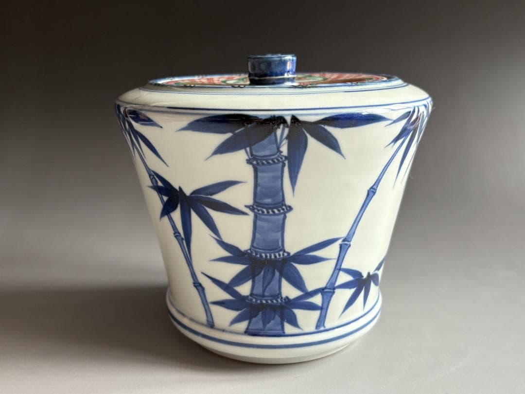 松谷造　染付竹　水指　茶道具