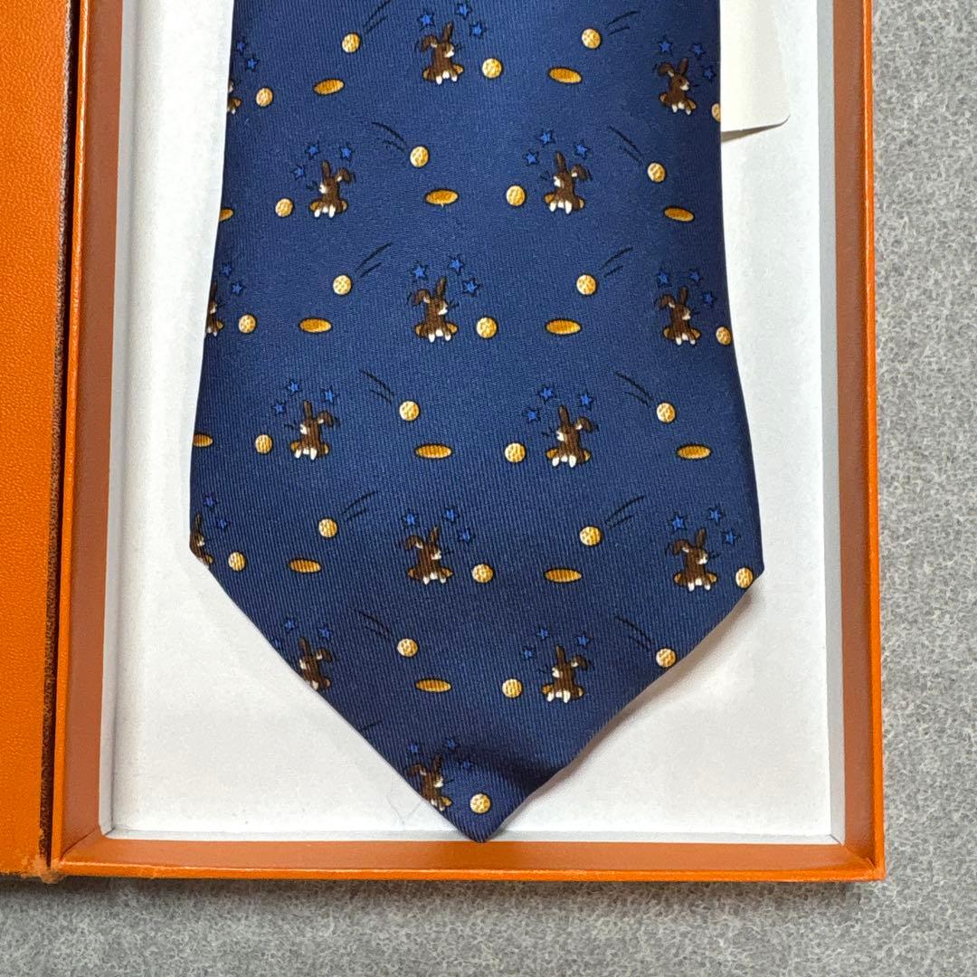 ネクタイ エルメス 未使用タグ付き 保管品 紺