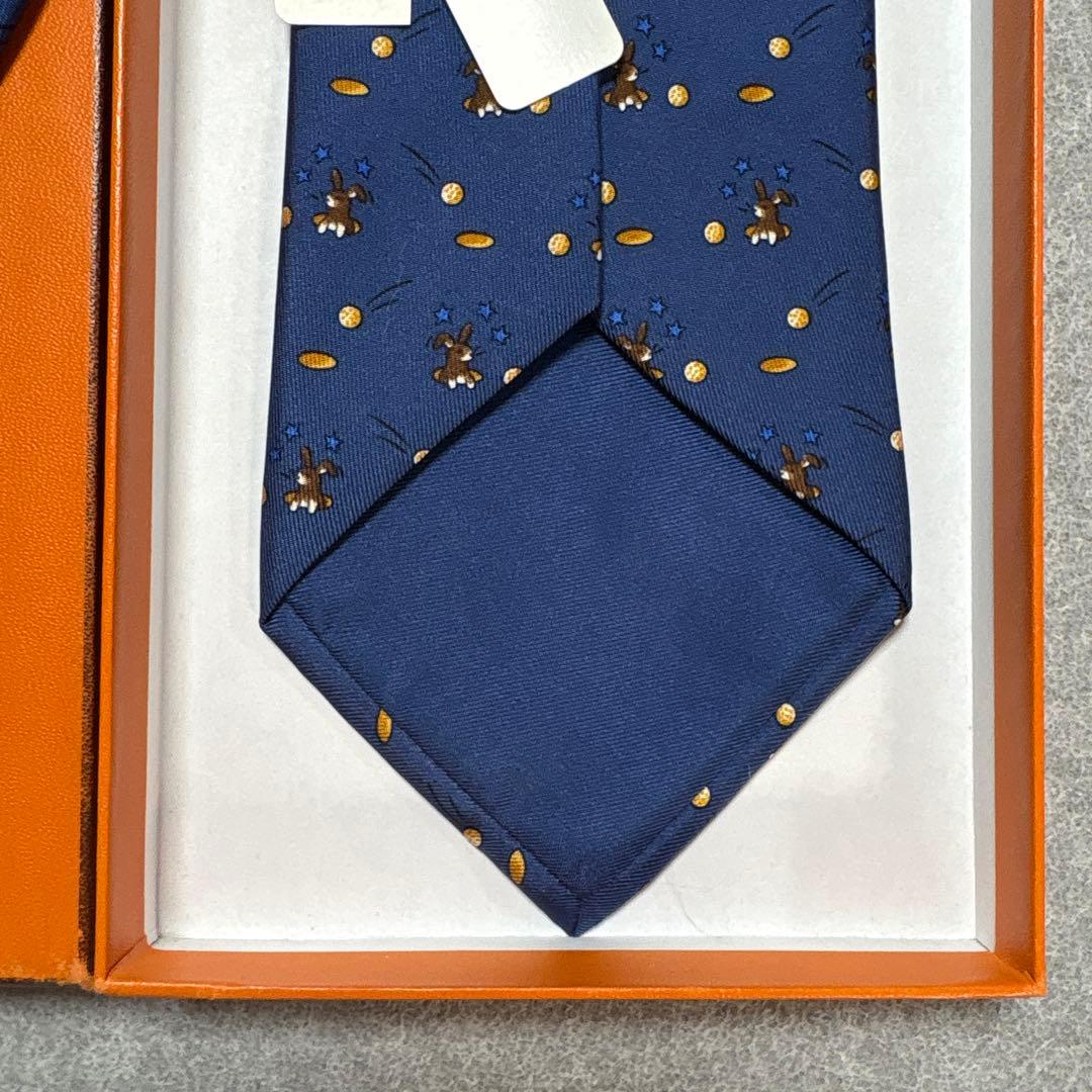 ネクタイ エルメス 未使用タグ付き 保管品 紺