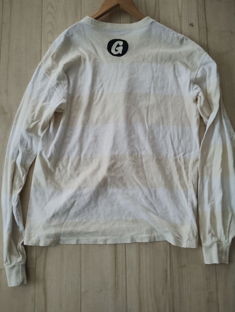 GOODENOUGHグッドイナフ90年代初期バックGボーダーロンTベージュ×白М