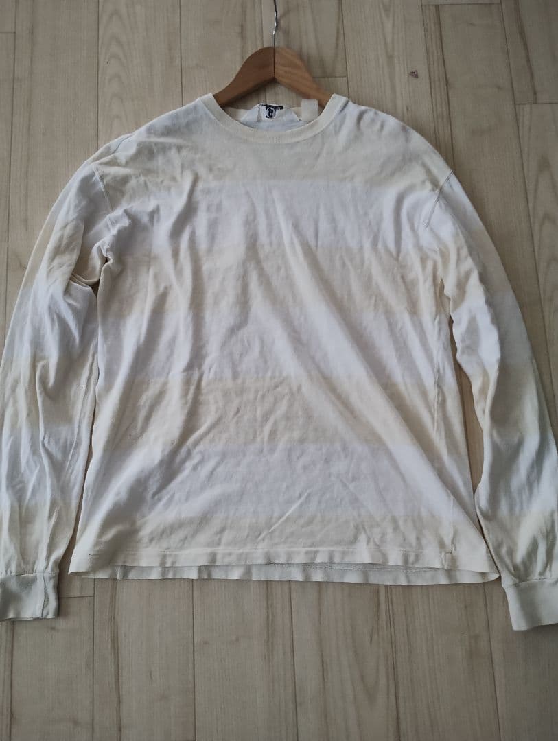 GOODENOUGHグッドイナフ90年代初期バックGボーダーロンTベージュ×白М