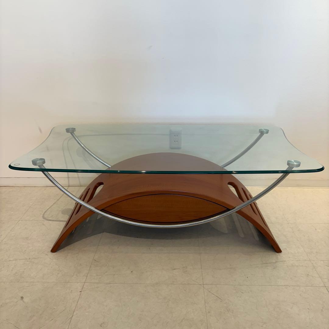 ガラス天板 ローテーブル　センターテーブル　デザイナーテーブル