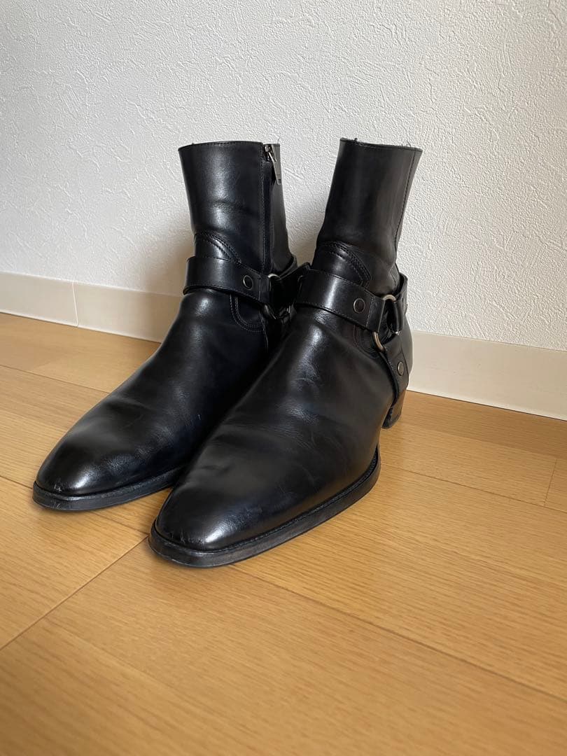 正規品 サンローランパリ メンズ レザーブーツ 黒 42 1/2