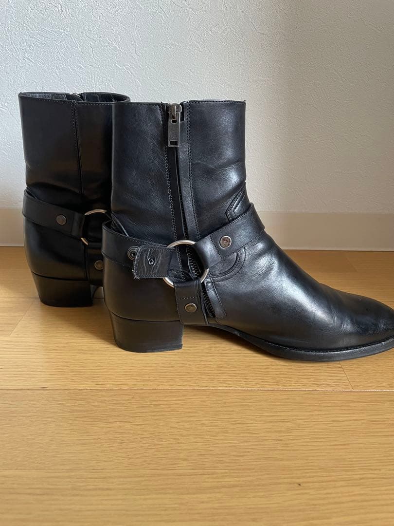 正規品 サンローランパリ メンズ レザーブーツ 黒 42 1/2