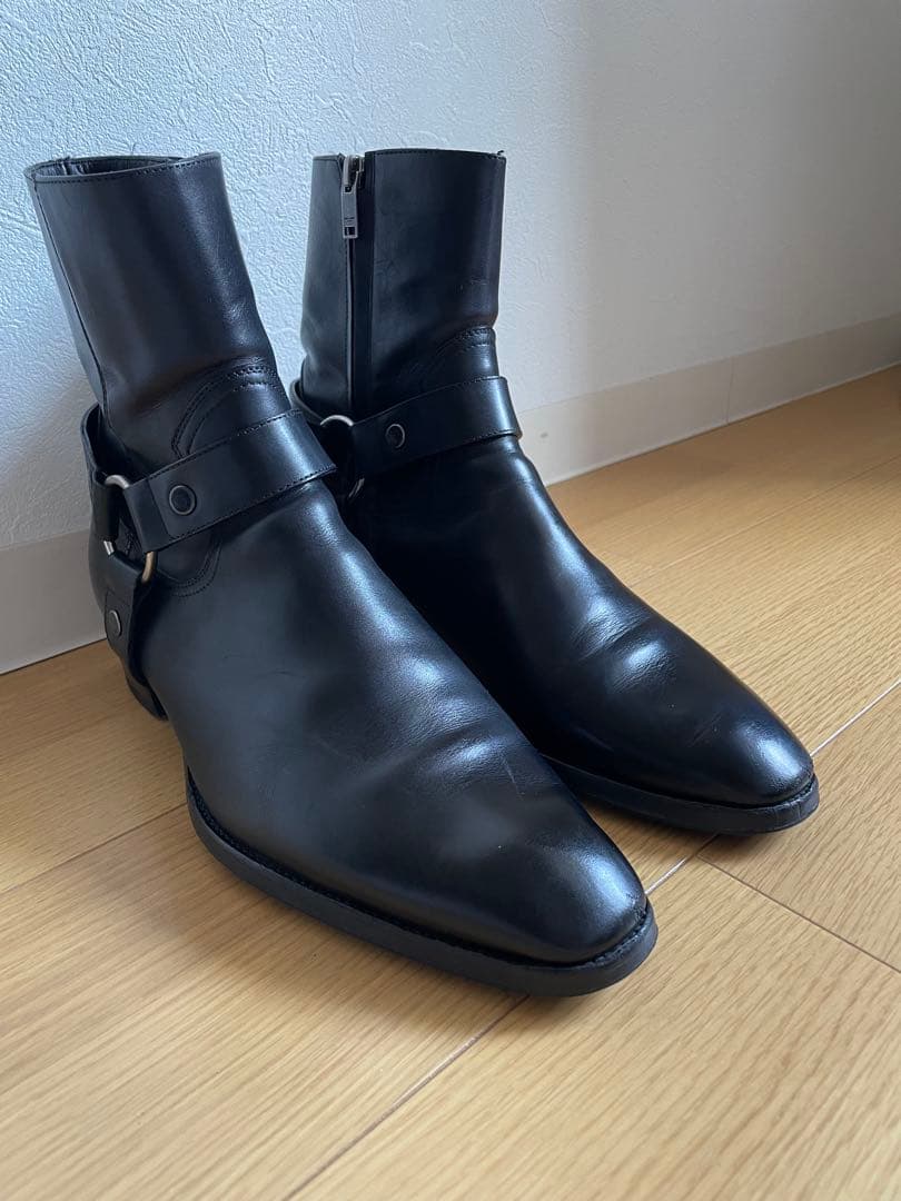 正規品 サンローランパリ メンズ レザーブーツ 黒 42 1/2
