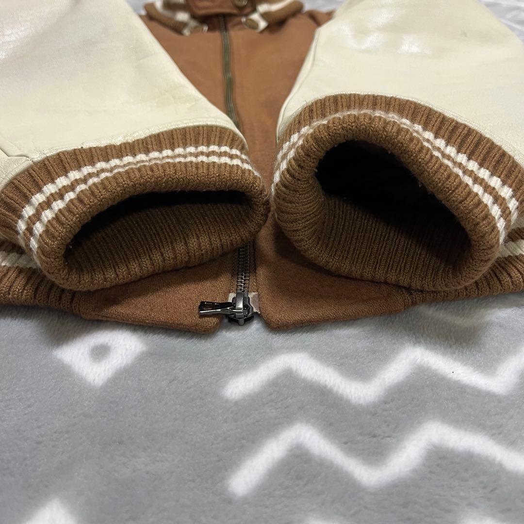 BEAMS / ビームススタジャン牛革レザー × 中綿キルティングキャメル　XL