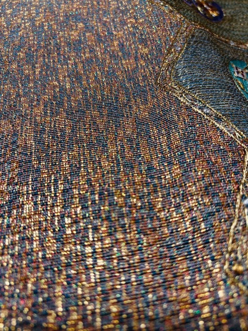 【超美品】袋帯 細かな蘇州刺繍 キラキラ 六通 宝相華 鳥花