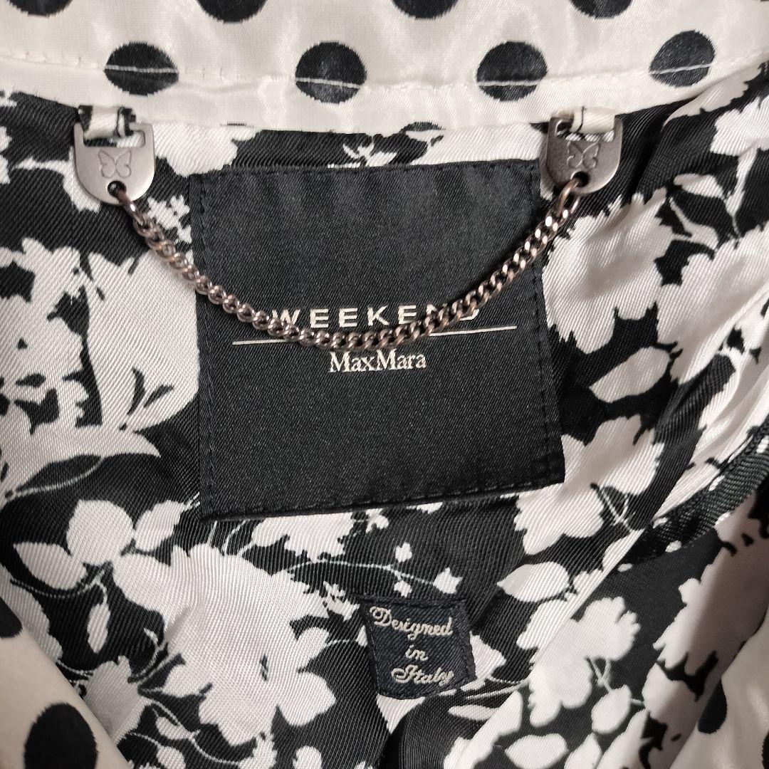 ウィークエンドマックスマーラ ナイロンチェスターコート 比翼仕立て ドット柄