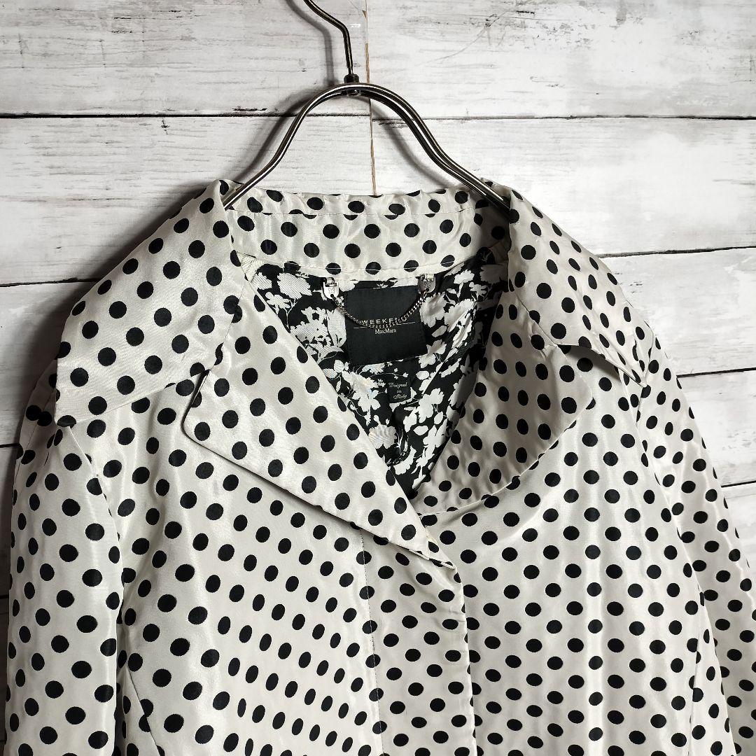 ウィークエンドマックスマーラ ナイロンチェスターコート 比翼仕立て ドット柄