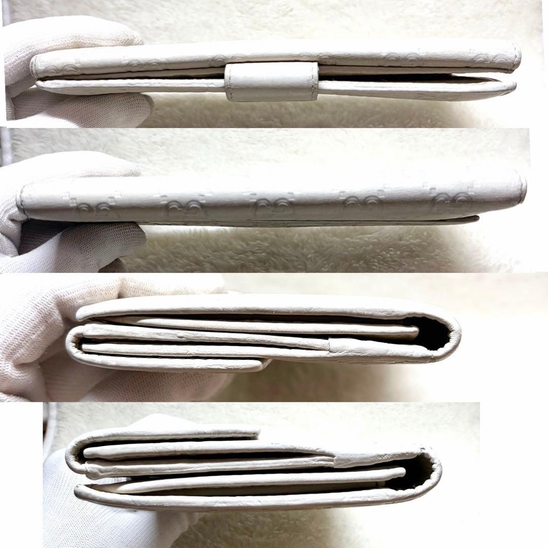 GUCCI グッチ　ホワイト 三つ折り財布　長財布　レザー　Wホック