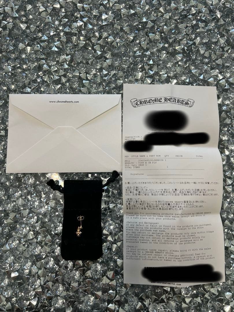 クロムハーツ 22K タイニーE CHプラスドロップ　原本付き