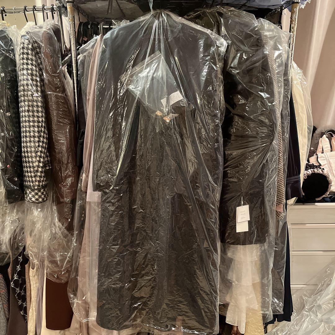 新品celfordセルフォード ストール付きリバードレスコート ネイビー リボン